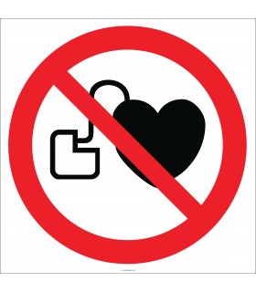 EF1817 - Kalp Pili Taşıyanlar Giremez İşareti/Levhası/Etiketi