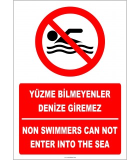 EF2316 - Türkçe İngilizce Yüzme Bilmeyenler Denize Giremez, Non Swimmers Can Not Enter Into The Sea