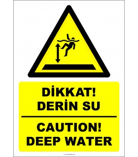 EF2380 - Türkçe İngilizce Dikkat! Derin Su, Caution! Deep Water