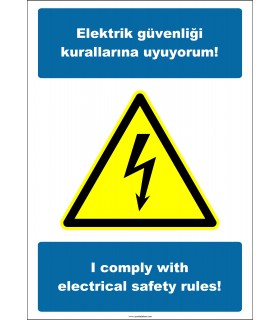 EF2524 - Türkçe İngilizce Elektrik Güvenliği Kurallarına Uyuyorum
