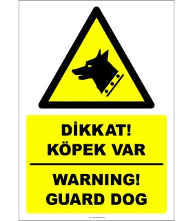 EF2717 - Türkçe İngilizce Dikkat! Köpek Var, Warning! Guard Dog