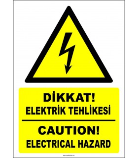 PF1767 - Türkçe İngilizce Dikkat! Elektrik Tehlikesi, Caution Electrical Hazard