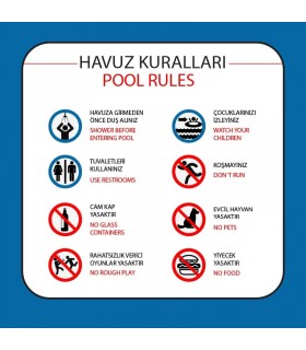 AT1079 - Türkçe-İngilizce Havuz Kuralları Tabelası