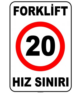 AT1426 - Forklift Açık Alan Hız Sınırı, 20 km/saat