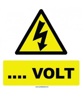 YT7286 - Elektrik tehlikesi (değeri siz bildirin) volt işareti levhası/etiketi