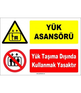 ZY1187 - Yük Asansörü, Yük taşıma dışında kullanmak yasaktır
