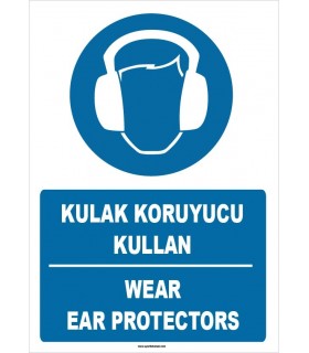 ZY1356 - Türkçe İngilizce, Kulak Koruyucu Kullan, Wear Ear Protectors