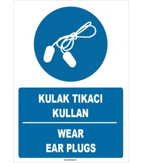 ZY1357 - Türkçe İngilizce, Kulak Tıkacı Kullan, Wear Ear Plugs
