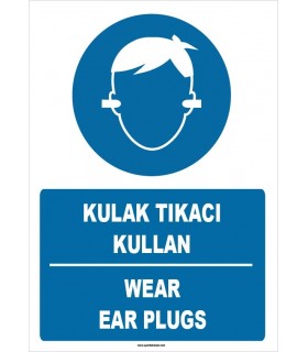 ZY1358 - Türkçe İngilizce, Kulak Tıkacı Kullan, Wear Ear Plugs