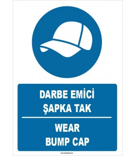 ZY1362 - Türkçe İngilizce, Darbe Emici Şapka Tak, Wear Bump Cap