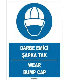 ZY1363 - Türkçe İngilizce, Darbe Emici Şapka Tak, Wear Bump Cap
