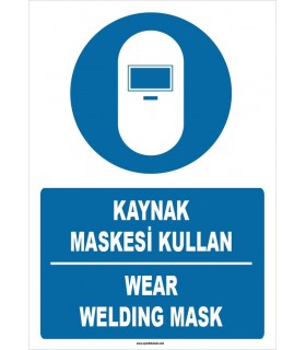 ZY1371 - Türkçe İngilizce, Kaynak Maskesi Kullan, Wear Welding Mask