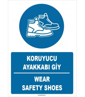 ZY1375 - Türkçe İngilizce, Koruyucu Ayakkabı Giy, Wear Safety Shoes