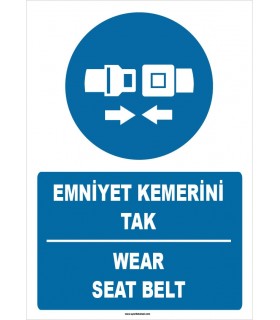 ZY1384 - Türkçe İngilizce, Emniyet Kemerini Tak, Wear Seat Belt