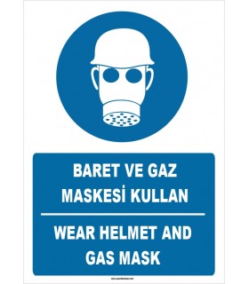 ZY1456 - Türkçe İngilizce, Baret ve gaz maskesi kullan, Wear helmet and gas mask