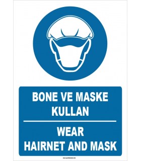 ZY1478 - Türkçe İngilizce Bone ve Maske Kullan, Wear Hairnet and Mask