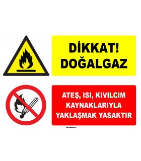 ZY1886 - ISO 7010 Dikkat Doğalgaz, Ateş, Isı, Kıvılcım Kaynaklarıyla Yaklaşmak Yasaktır