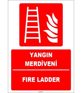 ZY1957 - ISO 7010 Türkçe İngilizce Yangın Merdiveni, Fire Ladder