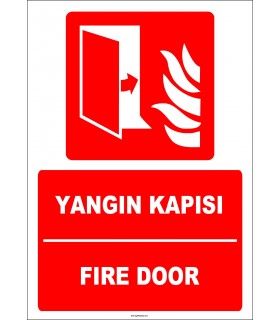ZY1991 - ISO 7010 Türkçe İngilizce Yangın Kapısı, Fire Door