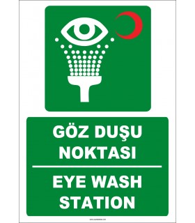 ZY2029 - ISO 7010 Türkçe İngilizce Göz Duşu Noktası, Eye Wash Station