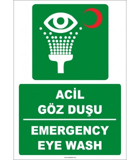 ZY2032 - ISO 7010 Türkçe İngilizce Acil Göz Duşu, Emergency Eye Wash