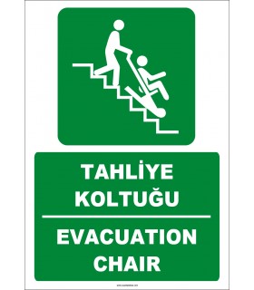 ZY2072 - ISO 7010 Türkçe İngilizce Tahliye Koltuğu, Evacuation Chair