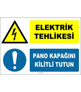 ZY2242 - ISO 7010 Elektrik Tehlikesi, Pano Kapağını Kilitli Tutun