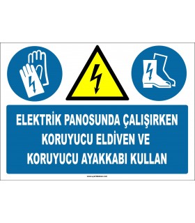 ZY2271 - Elektrik Panosunda Çalışırken Koruyucu Eldiven ve Koruyucu Ayakkabı Kullan