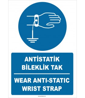 ZY2363 - Türkçe İngilizce Antistatik Bileklik Tak, Wear Anti-static Wrist Strap