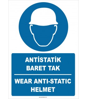 ZY2389 - Türkçe İngilizce Antistatik Baret Tak, Wear Antistatic Helmet