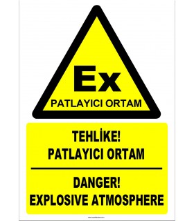 ZY2505 - Türkçe İngilizce Tehlike! Patlayıcı Ortam, Danger! Explosive Atmosphere