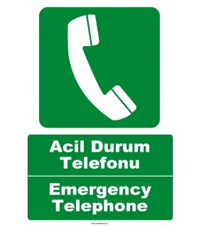 EF1199 - Türkçe İngilizce Acil Durum Telefonu Emergency Telephone