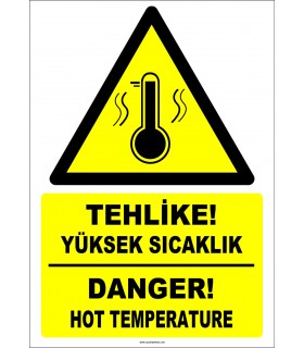 EF1218 - Türkçe İngilizce Tehlike! Yüksek Sıcaklık, Danger! High Temperature