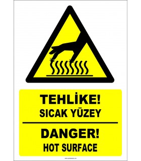 EF1224 - Türkçe İngilizce Tehlike! Sıcak Yüzey, Danger! Hot Surface