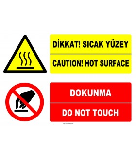 EF1235 - Türkçe İngilizce Dikkat! Sıcak Yüzey, Caution! Hot Surface, Dokunma, Do Not Touch