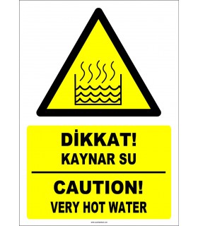 EF1238 - Türkçe İngilizce Dikkat! Kaynar Su, Caution! Very Hot Water