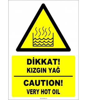 EF1239 - Türkçe İngilizce Dikkat! Kızgın Yağ, Caution! Very Hot Oil