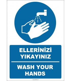 EF1281 - Türkçe İngilizce Ellerinizi Yıkayınız, Wash Your Hands